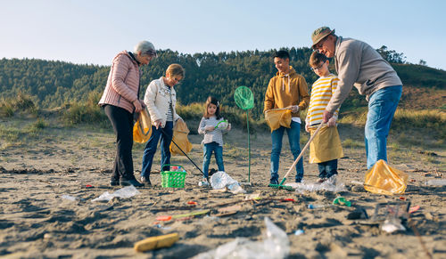 Family at beach