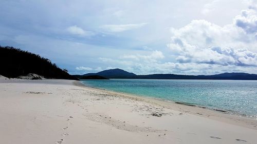 Scenic view of beach against sky