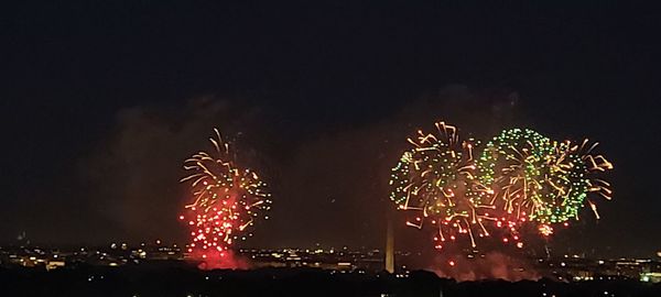 Firework display at night