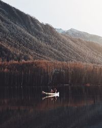 Boat on lake in autumn