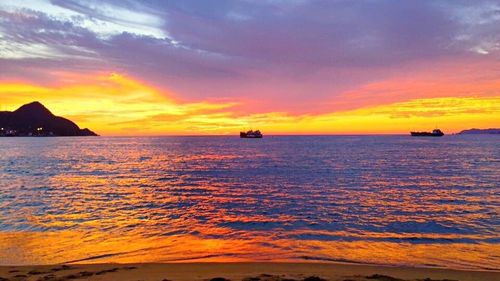 Scenic view of sunset over sea