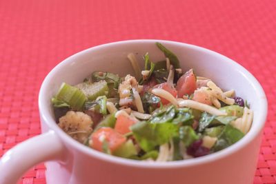 Close-up of salad in bowl on table