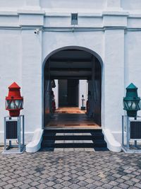 Entrance of buildings in city