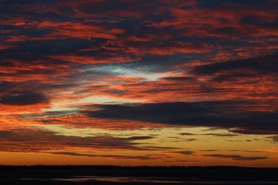 Low angle view of dramatic sky over sea