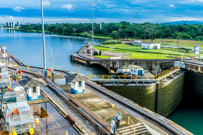 View of panama canal on sunny day