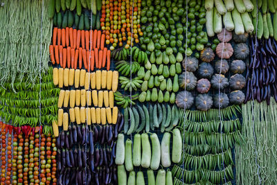 Multi colored vegetables for sale in market