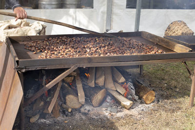 High angle view of man having food