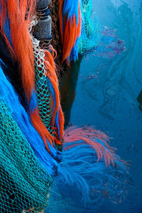 Full frame shot of fishing net in water