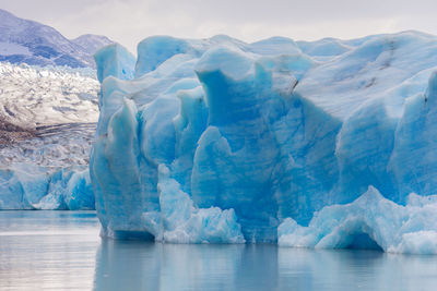 View of glacier by sea