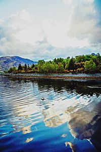 Scenic view of lake against sky