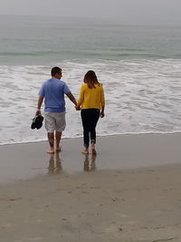 Rear view of people on beach