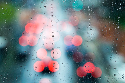 Close-up of water drops on window