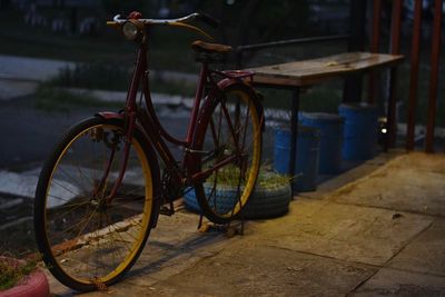 Bicycle parked on street