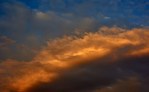 Low angle view of orange clouds in sky