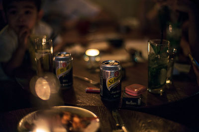 Close-up of wine glass on table