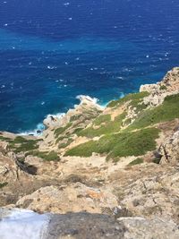 Scenic view of sea against blue sky