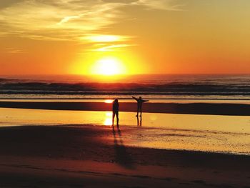 Scenic view of beach during sunset