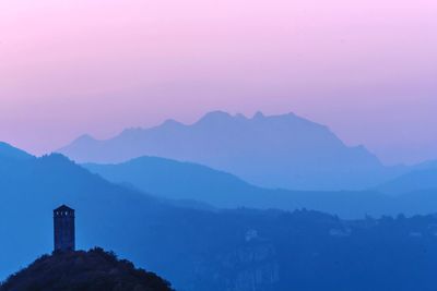 Scenic view of mountains against clear sky