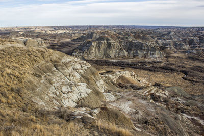 Aerial view of landscape against cloudy sky