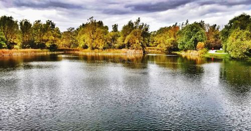 Scenic view of lake against sky