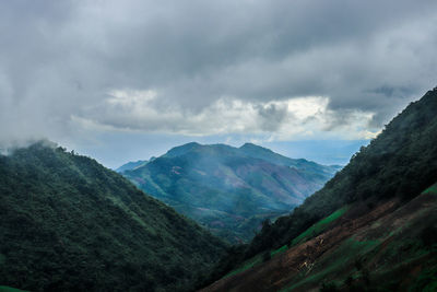 Scenic view of mountains against sky