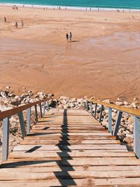 High angle view of people on beach