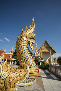 Low angle view of pagoda against sky