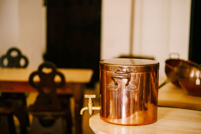 Close-up of drink on table at home