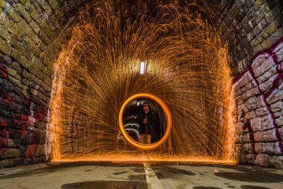 Illuminated light painting on wall