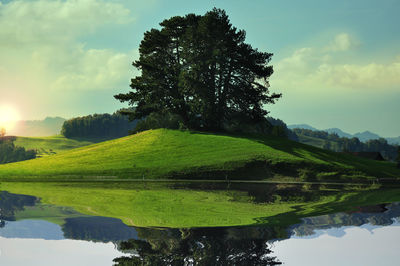 Scenic view of lake against sky
