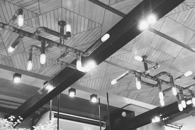 Low angle view of illuminated lamp