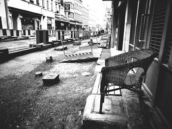 View of an empty chairs and table in building