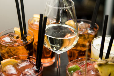 Close-up of drink on glass