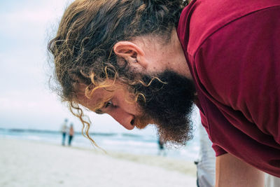 Portrait of man on beach