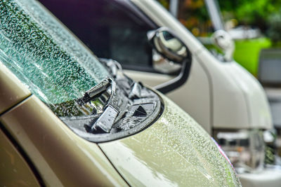 Close-up of wet car