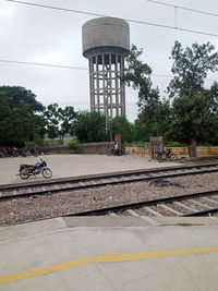 Railroad station platform against sky