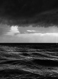 Scenic view of sea against cloudy sky