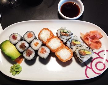 Close-up of food served in plate