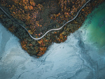 High angle view of snow covered landscape