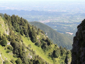 High angle view of landscape and mountains