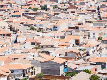 High angle view of buildings in city
