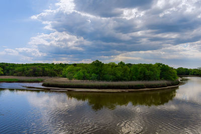 Scenic view of lake against sky