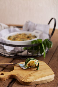 Close-up of breakfast on table