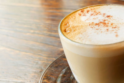 Close-up of cropped drink on table