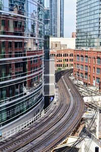 Elevated subway train tracks in chicago