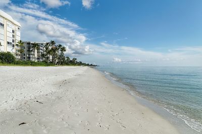 Scenic view of sea against cloudy sky