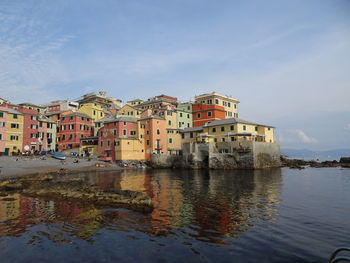 Boccadasse, a corner of genova, with its pastel-colored houses around its pebble beach. 