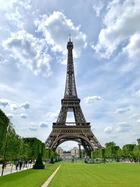 View of tower against cloudy sky