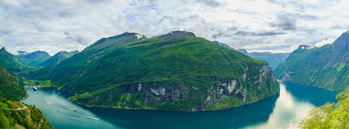 Panoramic view of mountains against sky