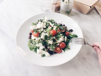 High angle view of salad in plate